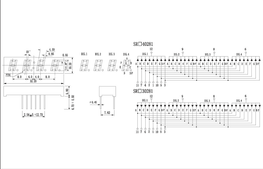 0.28 inch 4 digit led display