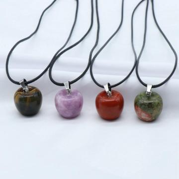 3D Gemstone Apple Pendant Necklace for Women Girls