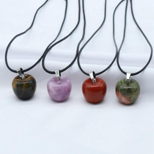 3D Gemstone Apple Pendant Necklace for Women Girls