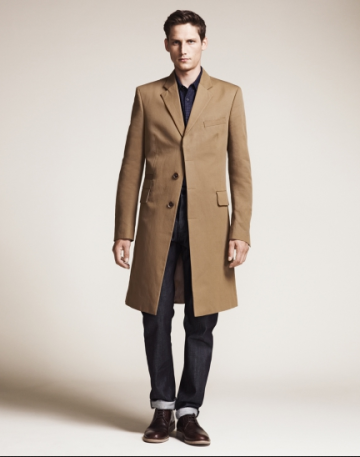 100% cotton, warm camel, custom tailored mens coat for winter