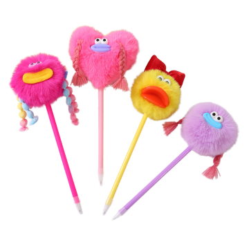 Kawaii Cartoon Funny Style Plush Ballpoint Pens - 4 Styles