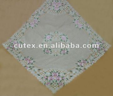 Embroidery flower designs ,100% polyester embroidery table cloth