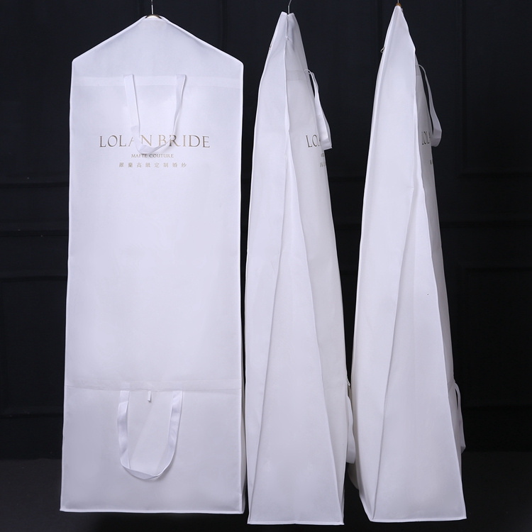 Custom non woven polypropylene black wedding dress garment suit cover bag wholesale/travel nonwoven foldable cloth garment bag