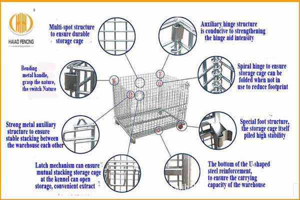 Hot sale stackable storage metal pallet cage/bins