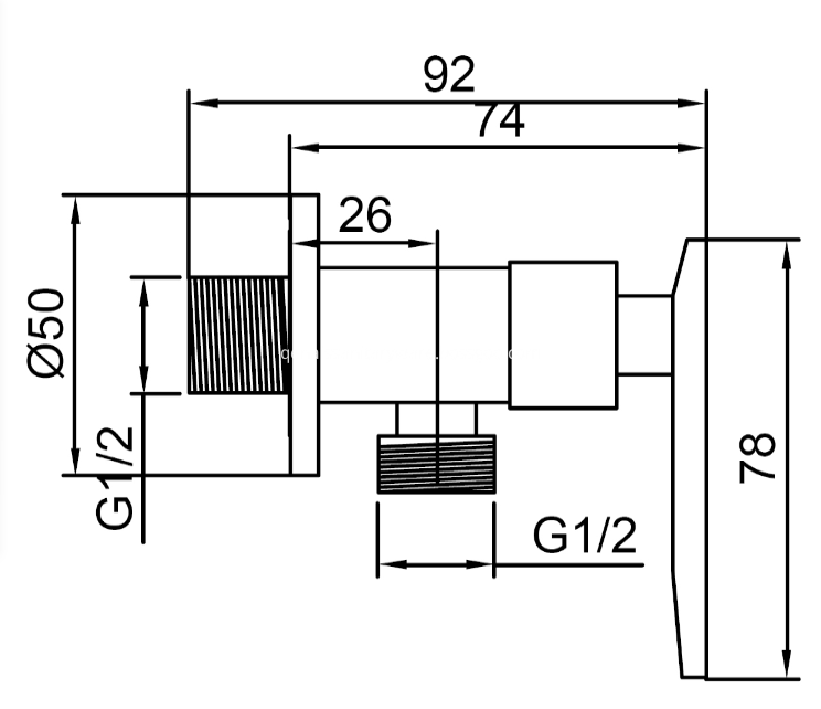 Size Of Quarter Turn Angle Valve Brass Body Wall Mounted