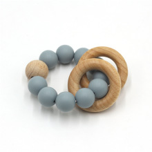 Natural Wood and Silicone Teething Ring for Infants