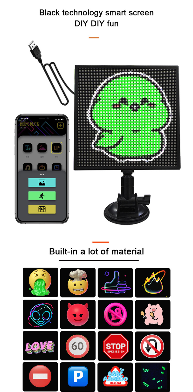 2023 new arrival Advertising Car LED Display Screen 32x32 Pixel DIY led smart screen for car