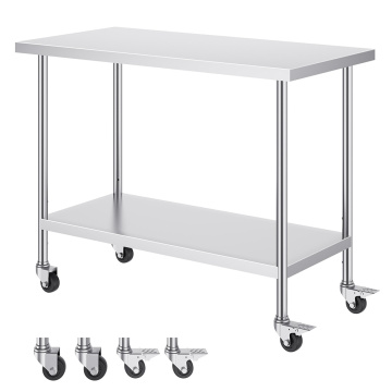 Two Layer Stainless Steel With Backplash Work Table
