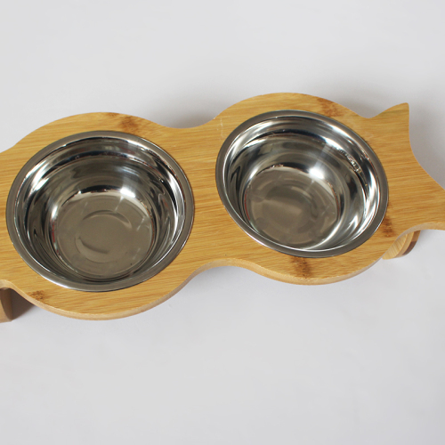 Bamboo Elevated Dog Pet Food and Water Bowls