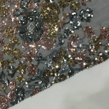 European Hot Selling Green Sequins Embroidery Fabric