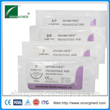 Sterilization Synthetic Absorbable PGA Sutures Surgical