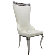 High-Quality Modern White Leather Dining Chairs with Metal Legs