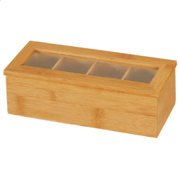 Wooden 4 compartment tea storage box