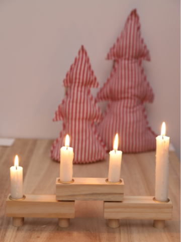 Nature Wood Advent Candle Holder For Decoration