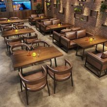 Retro Industrial Style Metal Leg Sofa Set for Western Restaurants