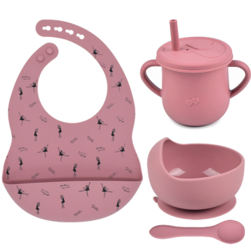 Set d&#39;alimentation pour bébé en silicone cuillère à bol de bavette