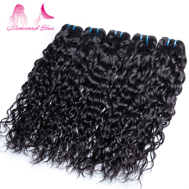 Machine Double Weft Water Wave Hair Extension Bundles, Bulk Brazilian Virgin Hair 8-30 Inches Hair Bundles