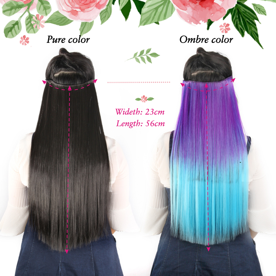 Alileader Wholesale Colorful Soft Long Hairpieces One Slice 5 Clips Seamless Clip In Hair Extension