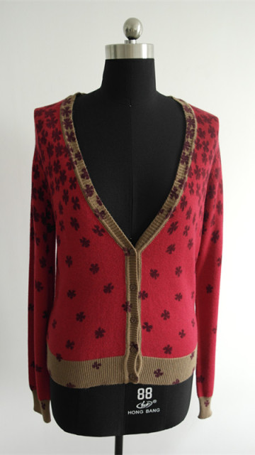 ladies all over printed cardigan sweater