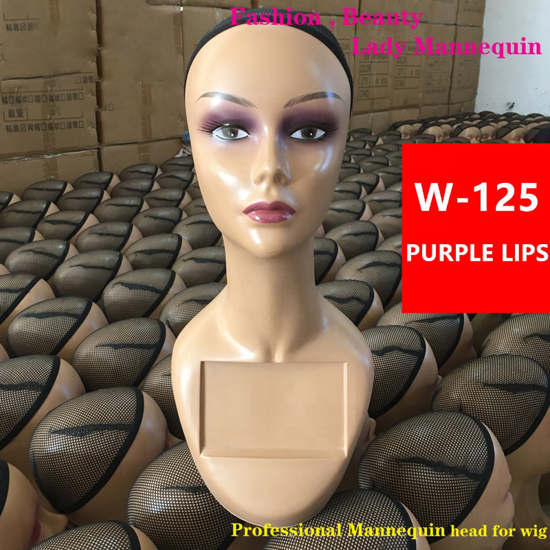 Custom made dark skin pretty mannequin head with shoulders with layered lashes 3d lash head mannequin head for hat