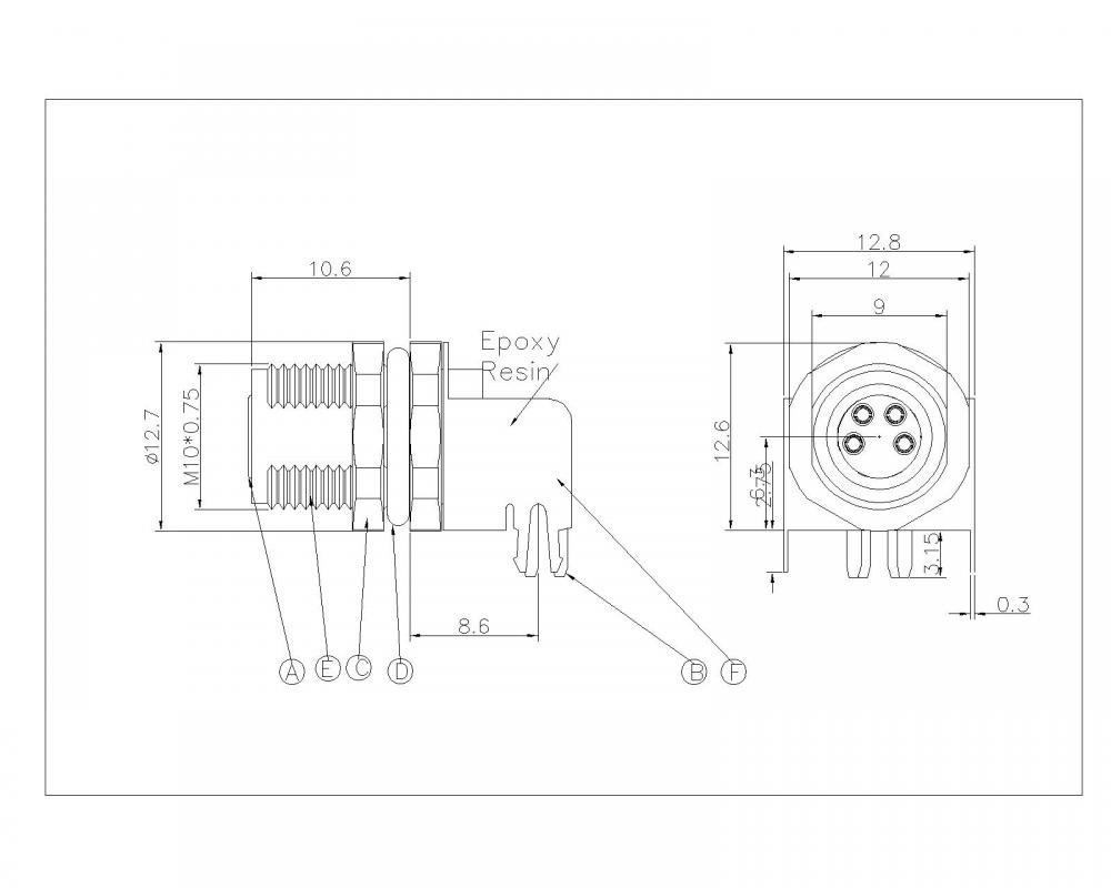 M802-XP-F-002 M8 3 ~ 8P DEMMA IMPARE DI DIP 90