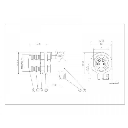 M802-XP-F-002 M8 3 ~ 8p Weibliche wasserdichte Dip 90 Grad