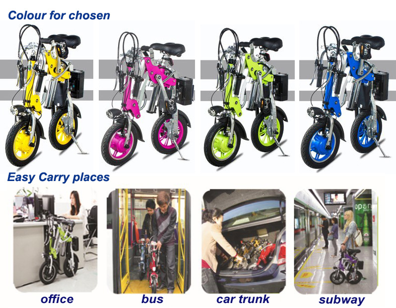 Front Wheel Drive Electric Folding Bike SF003 with Aluminum Alloy Colourful Wheel, Very Fashionable, The Max Load Can Reach 110kgs