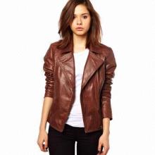 Women's leather jacket, pull-up sheep leather