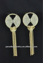 Rhinestone silver-plating dangle earrings