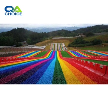 Commercial Artificial Ski Grass Rainbow Slide for Children and Adults - Outdoor Dry Slide Slope