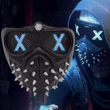 Watch Dogs Cosplay Prop: LED Light Rivet Black Face Mask Marcus Wrench
