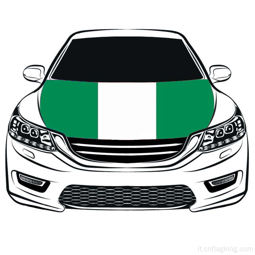 La bandiera della Coppa del mondo Repubblica federale del Nigeri Bandiera del cofano per auto 3.3X5FT 100% poliestere Bandiera del motore Tessuti elastici