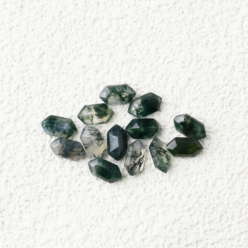 Moss Agate long Hexagon Cut For Jewelry Making