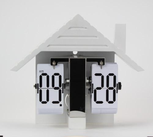 European MDF House Flip Table Clock