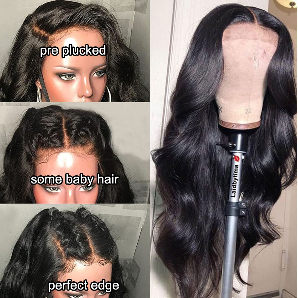 Free sample Body Wave Wig Lace Front Human Hair Wigs Sunlight Pre Plucked Remy Baby Hair 150% Lace Front Wigs For Black Women