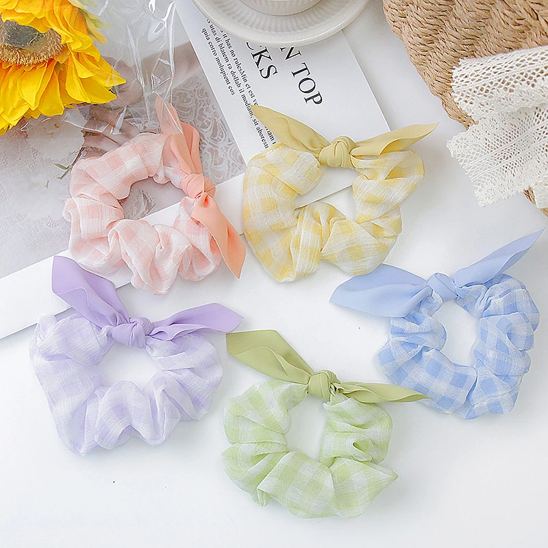 Fashion Colorful Bowknot Hair Tie Fabric Girls Elastic Hair Band