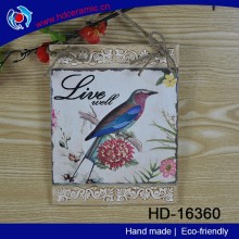 Happy bird design ceramic wall plaque, ceramic wall sign, cermaic wall decorative with heat transfer printing