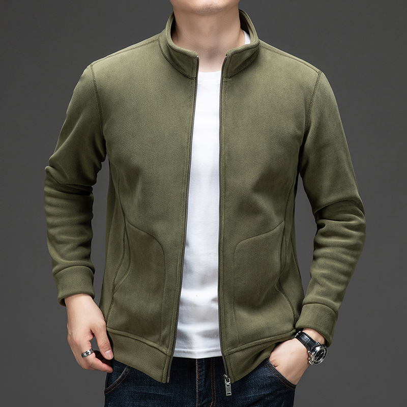 Мужской двусторонний однотонный бомбер из полиэстера и флиса Polyester Fleece Men's Double-sided Solid Bomber Jacket