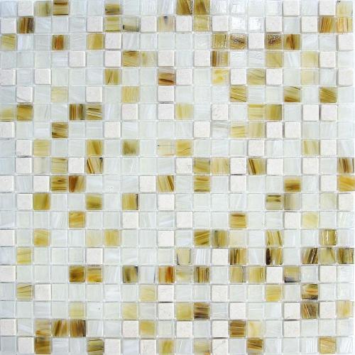 carreaux de mosaïque de série mixte en pierre de verre blanc