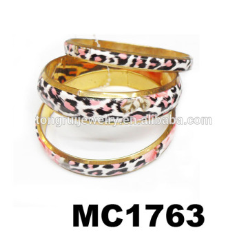 fashion gold leopard print leather metal bangle