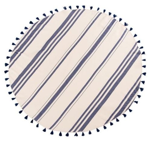 organic travel round beach towel with fringe