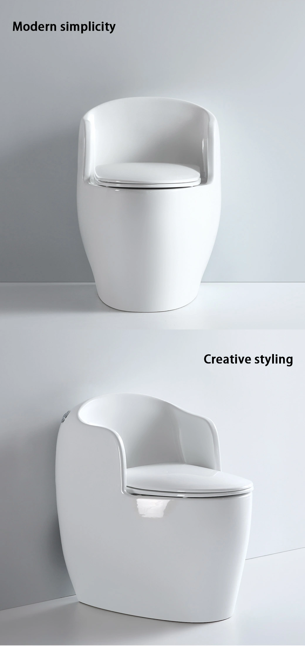 One-Piece Elongated Toilet with Siphon Flushing Sanitary Ware White Toilet