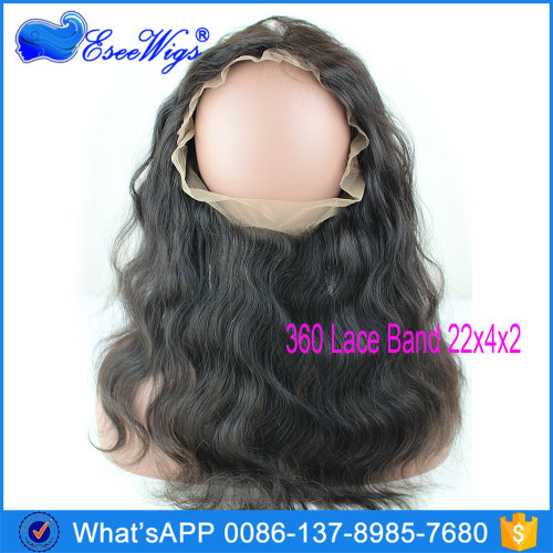 2016 New Style 360 Lace Frontal Closure 22x4x2 inch Brazilian Virgin hair Body Wave 360 Lace Band In Stock