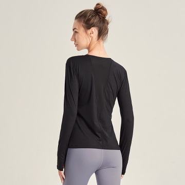 Mwanamke Long Sleeve Yoga juu Mesh Womens Gym