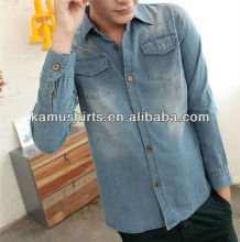 Mens denim shirts slim fit casual cotton denim shirts