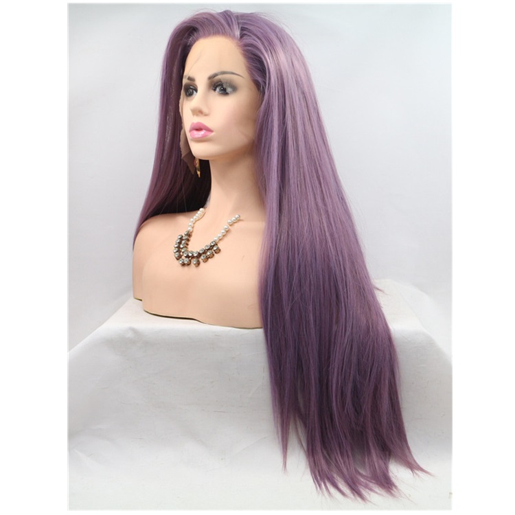 Popular Purple Color Quality Synthetic Fibre Hair  Lace Front Wigs