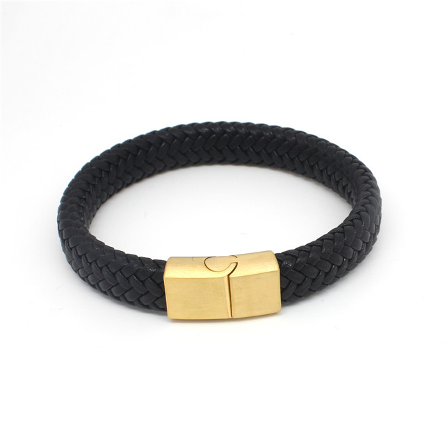 2019 hot sale Male Leather Bracelet With Stainless Steel Magnetic Clasp