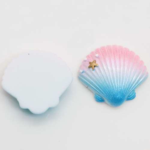 Kawaii Colorful Gradient Sea Shell Shaped Resin Cabochon For Handmade Craft Decorative Beads Charms Phone Shell Ornaments