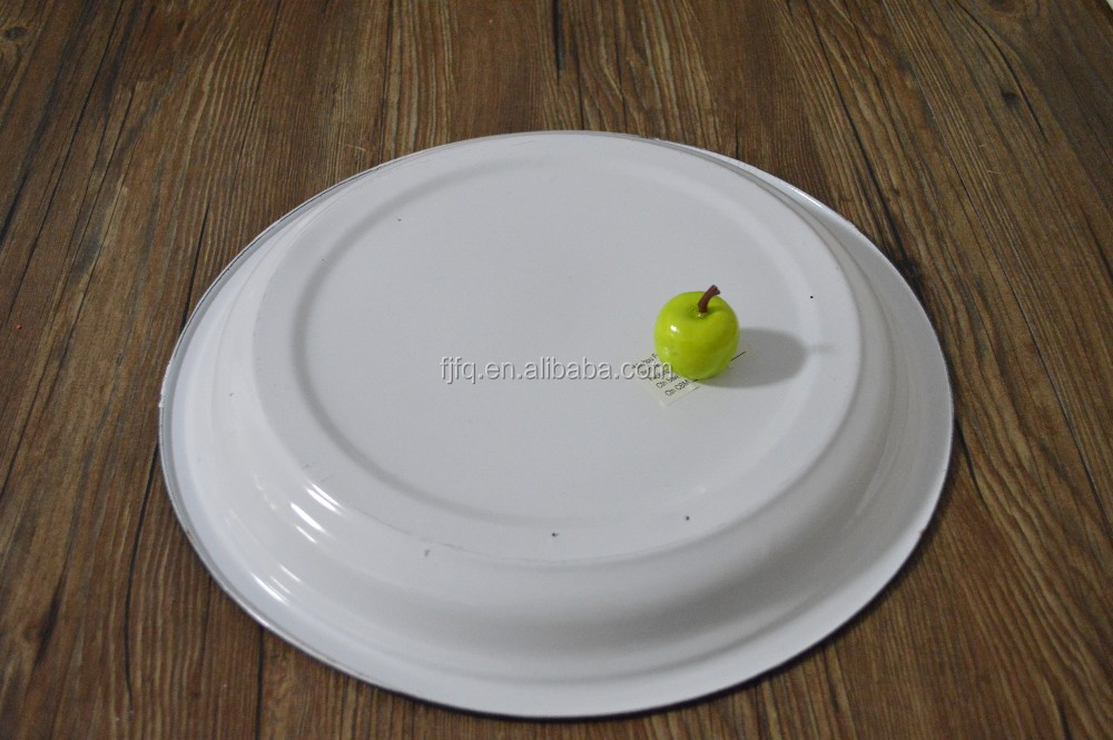 Round Enamel Metal Tray Set Pie Dish Food Dish