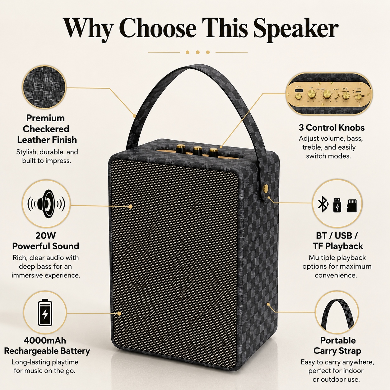 Ahşap Deri Karaoke Bluetooth Hoparlör Wooden Leather Karaoke Bluetooth Speaker